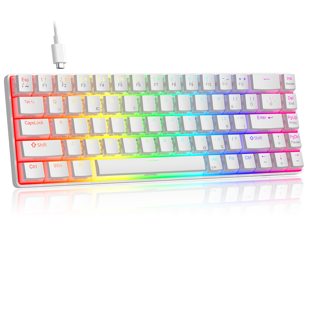MageGee MK-BOX Pudding 68 Tuş RGB Red Switch Kablolu Beyaz Gaming Klavye