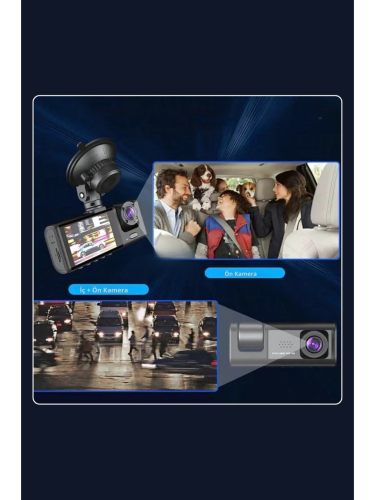 Mieco 1s Wifi/1920p Fhd/170° Ultra Geniş Açı/gece Görüşü Ve G-sensörü/ 3 Kameralı Araç Kamerası 