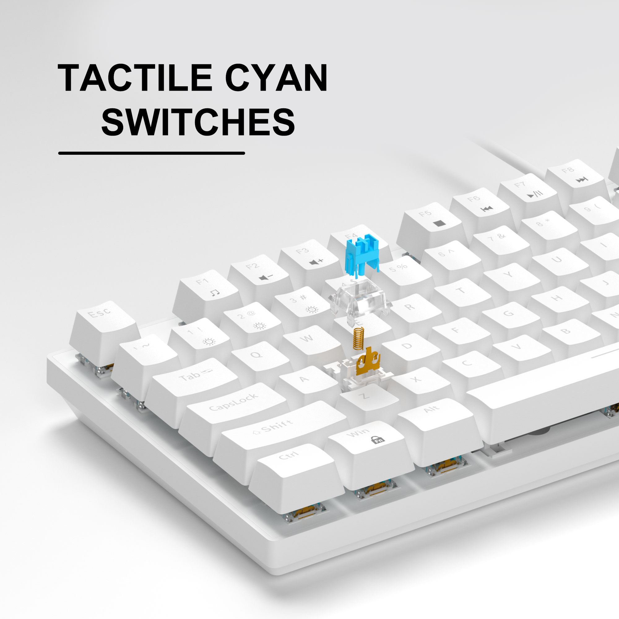 MageGee MK-STORM 104 Tuş Blue Switch Kablolu Tek Renk Işıklı Beyaz Gaming Klavye