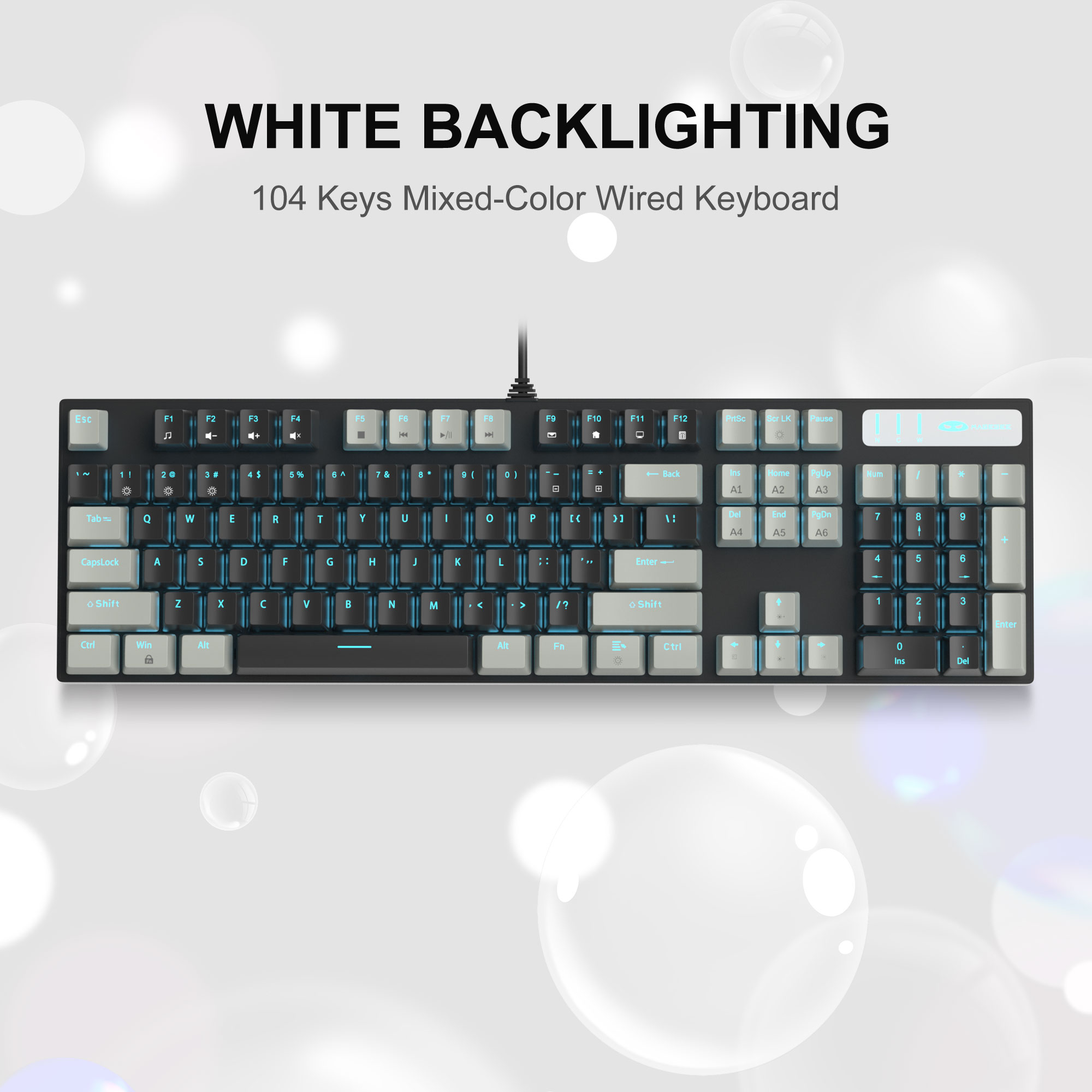 MageGee MK-STORM 104 Tuş Red Switch Kablolu Tek Renk Işıklı Gri-Siyah Gaming Klavye
