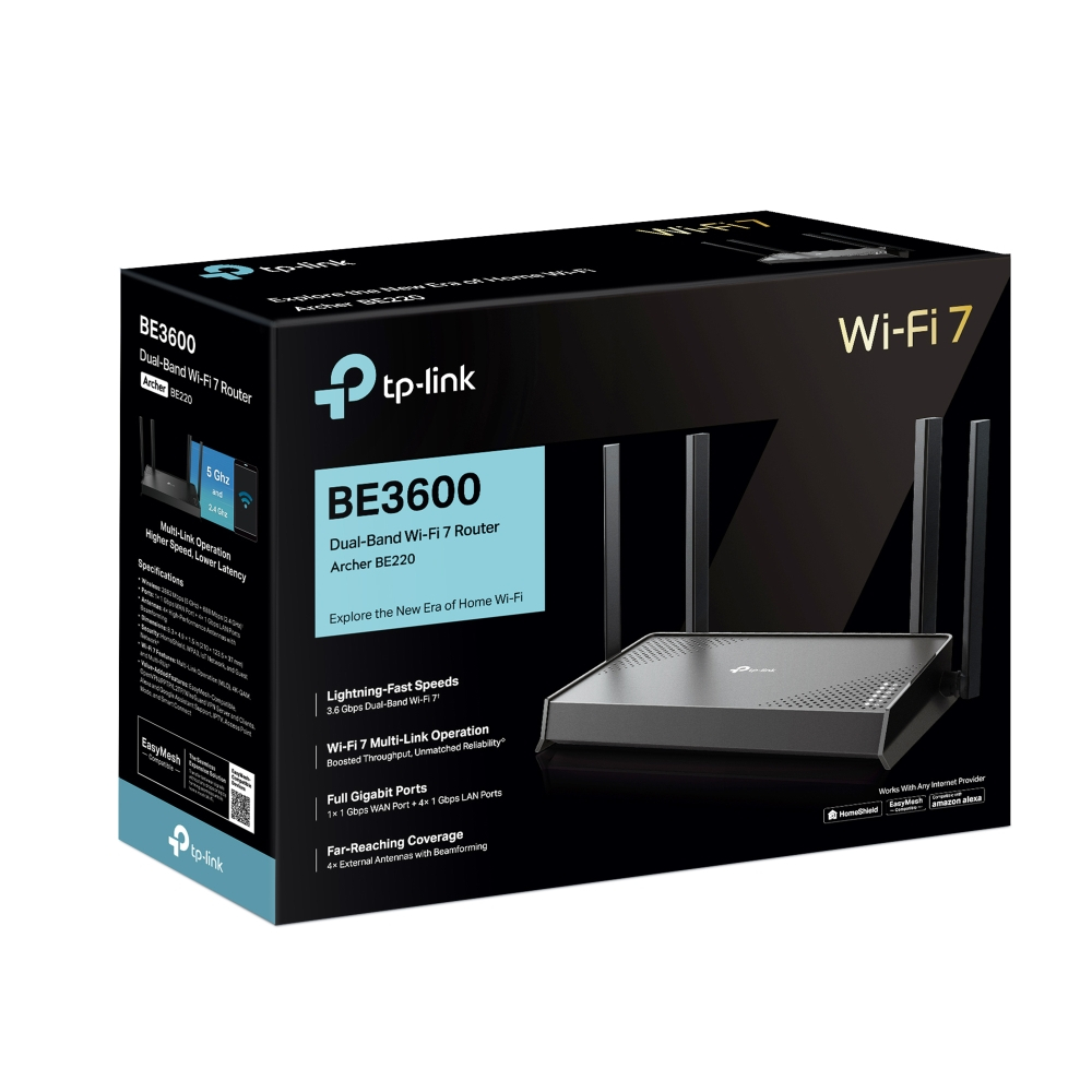 TP-Link Archer BE220 BE3600 Çift Bant Wi-Fi 7 Router