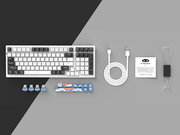 MageGee SKY98 99 Tuş Wireless/Bluetooth/Kablolu RGB Hot-Swap Gasket Siyah-Beyaz Gaming Klavye