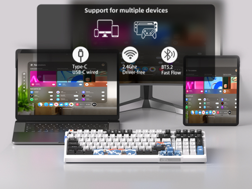 MageGee SKY98 99 Tuş Wireless/Bluetooth/Kablolu RGB Hot-Swap Gasket Siyah-Beyaz Gaming Klavye 