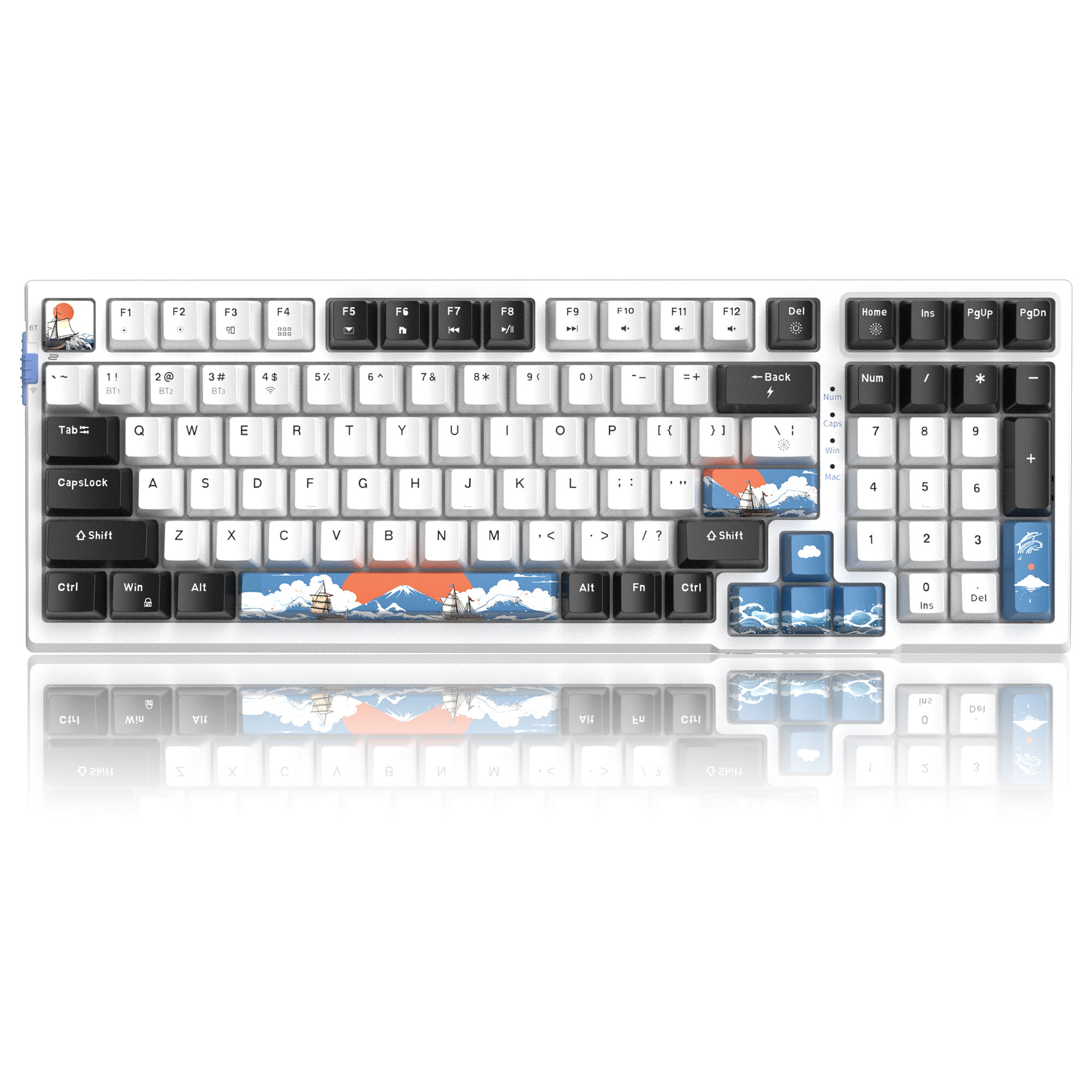 MageGee SKY98 99 Tuş Wireless/Bluetooth/Kablolu RGB Hot-Swap Gasket Siyah-Beyaz Gaming Klavye