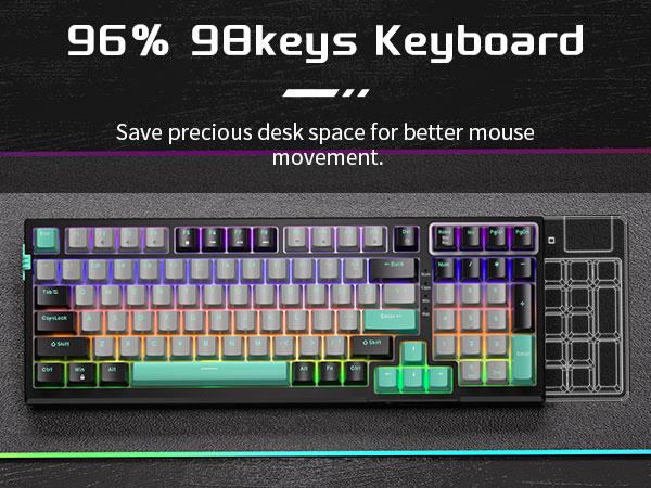 MageGee SKY98 99 Tuş Gasket RGB Hot-Swap Kablolu Siyah-Gri Gaming Klavye