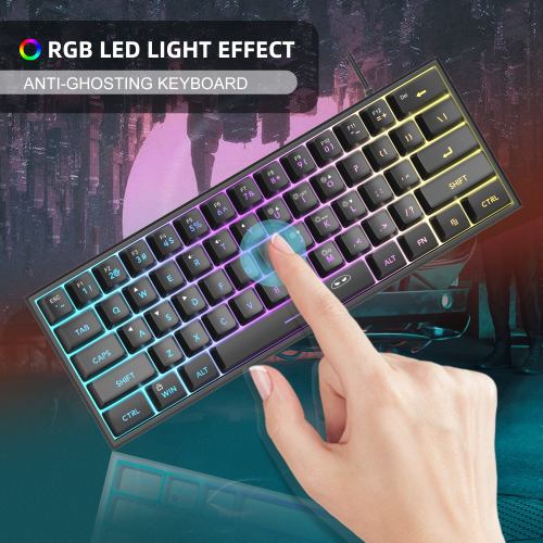 MageGee TS91 61 Tuş RGB Kablolu Siyah Membran Gaming Klavye