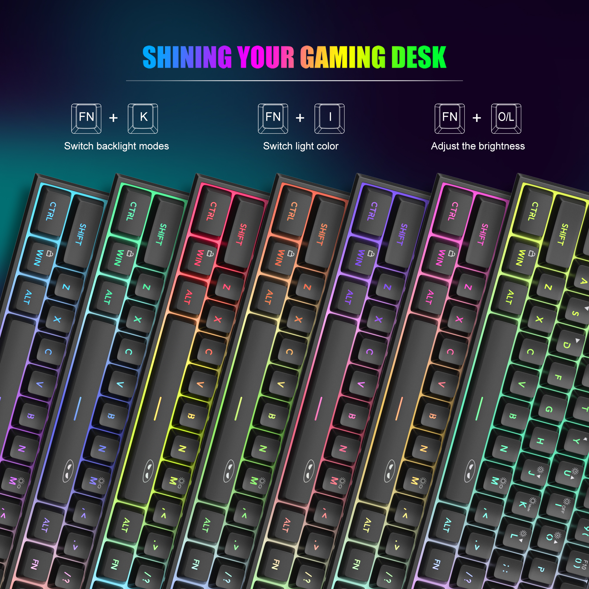 MageGee TS91 61 Tuş RGB Kablolu Siyah Membran Gaming Klavye