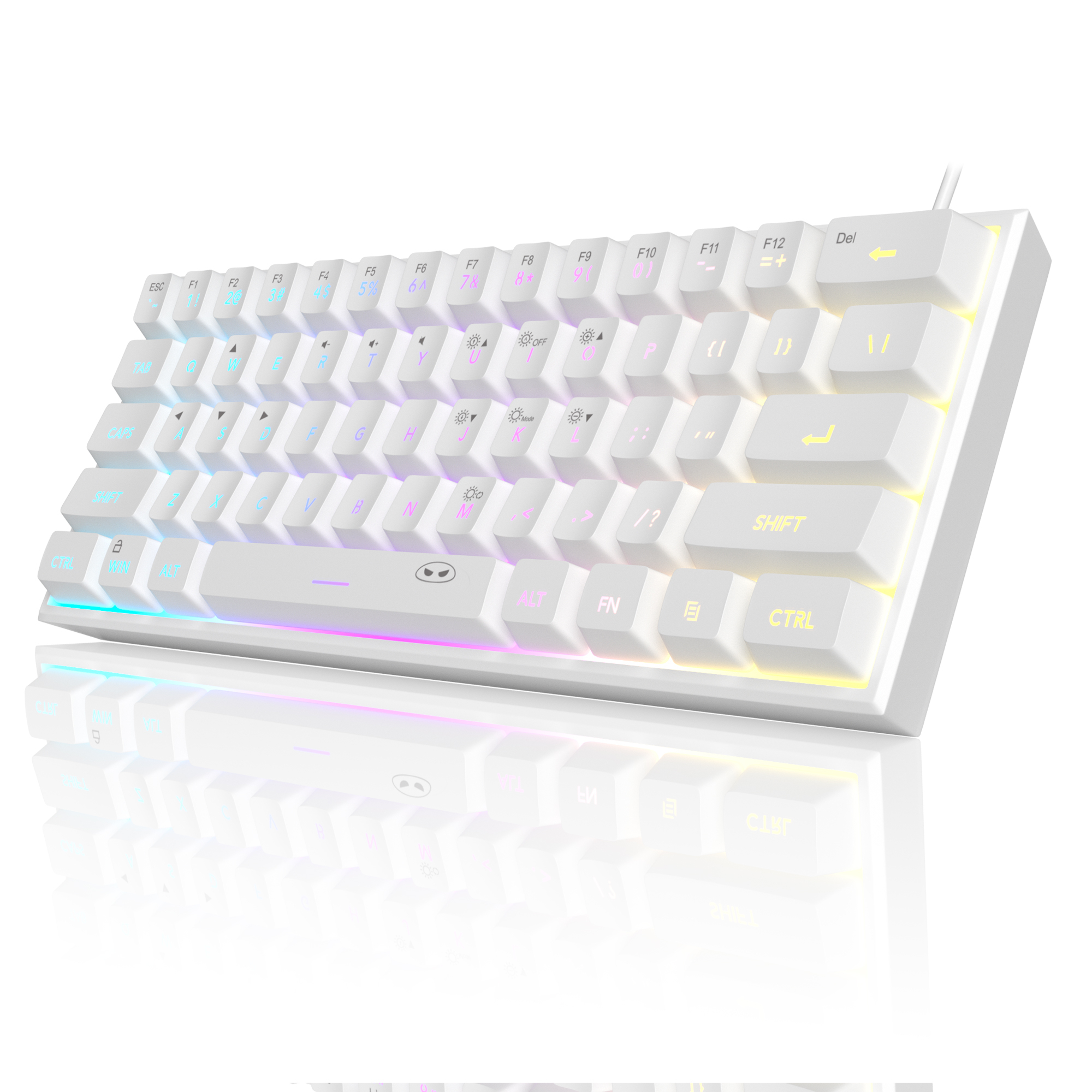 MageGee TS91 61 Tuş RGB Kablolu Beyaz Membran Gaming Klavye
