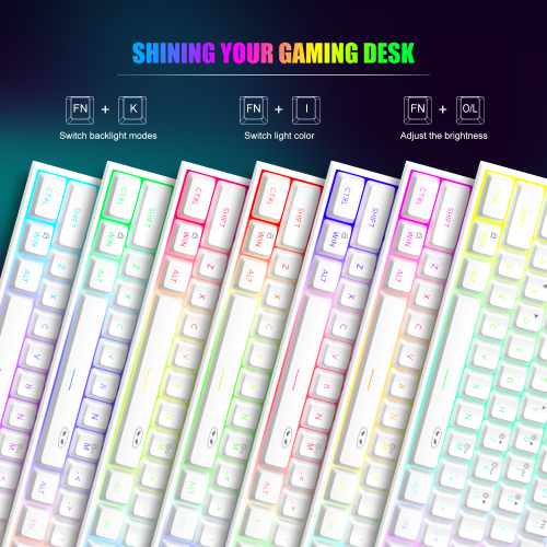 MageGee TS91 61 Tuş RGB Kablolu Beyaz Membran Gaming Klavye