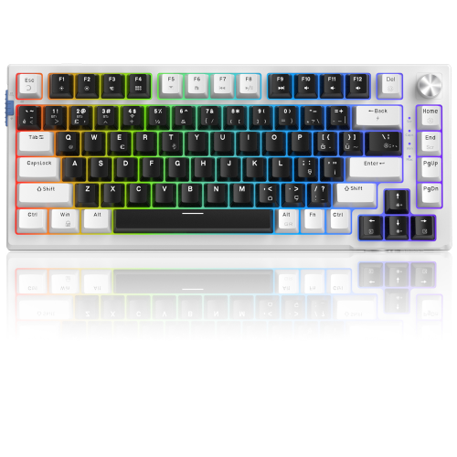 MageGee SKY81 83 Tuş Kablosuz RGB Hot-Swap Gasket Siyah-Beyaz Gaming Klavye 