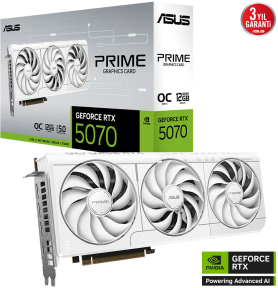 ASUS PRIME GeForce RTX 5070 12GB OC White Edition PRIME-RTX5070-O12G-WHITE GDDR7 192Bit Gaming (Oyuncu) Ekran Kartı