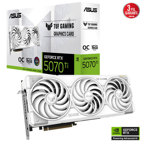 ASUS TUF Gaming GeForce RTX 5070 Ti 16GB OC White Edition TUF-RTX5070TI-O16G-WHITE GDDR7 256 Bit Gaming (Oyuncu) Ekran Kartı