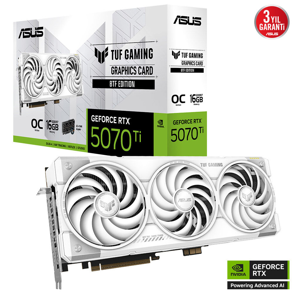 ASUS TUF GAMING GeForce RTX 5070TI 16GB TUF-RTX5070TI-O16G-BTF-WHITE GDDR7 256Bit Gaming (Oyuncu) Ekran Kartı