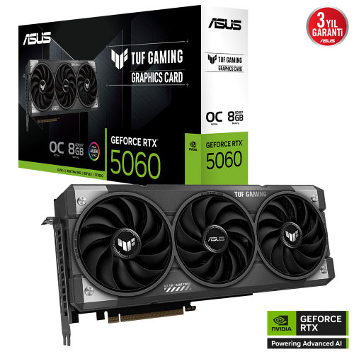 ASUS TUF GAMING GeForce RTX 5060 OC 8GB Edition TUF-RTX5060-O8G-GAMING GDDR7 128Bit Gaming (Oyuncu) Ekran Kartı