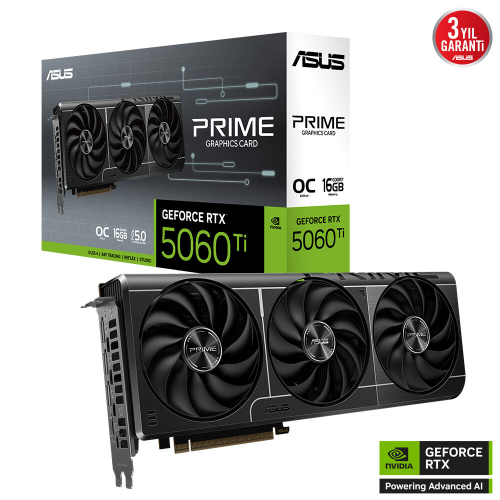 ASUS PRIME GeForce RTX 5060 Ti 16GB OC PRIME-RTX5060TI-O16G GDDR7 128Bit Gaming OC (Oyuncu) Ekran Kartı 