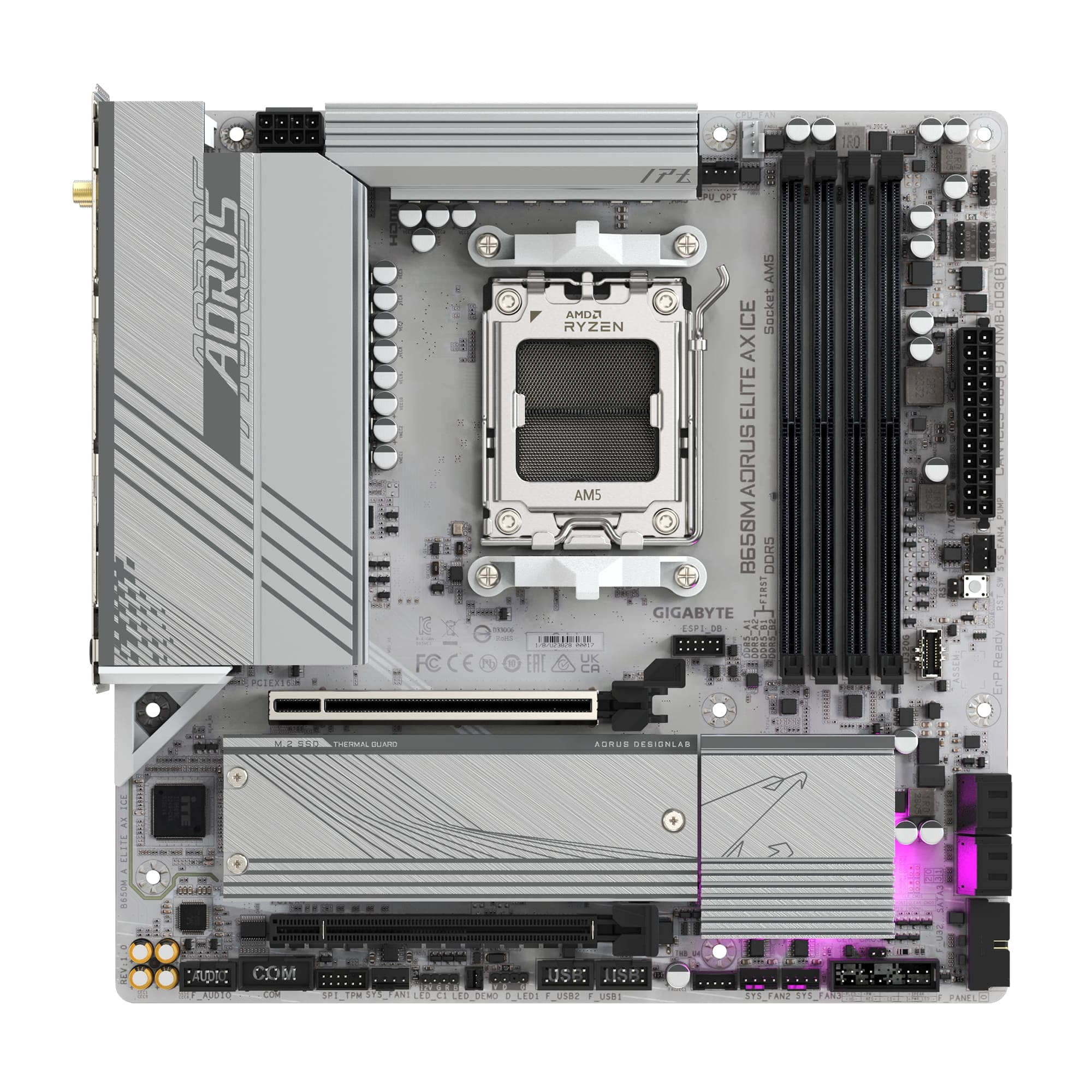 Gigabyte B650M AORUS ELITE AX ICE AM5 DDR5 8000MHz (OC) mATX Gaming (Oyuncu) Anakart