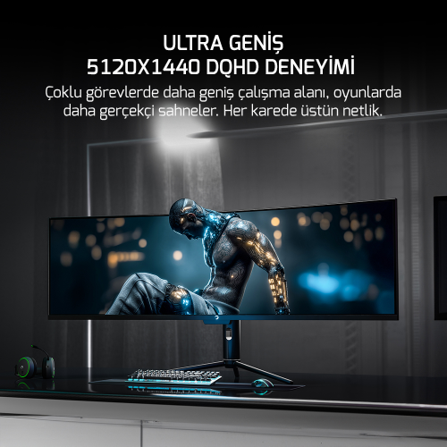 GamePower Kora DQ49 49″ 120Hz Dual QHD RGB Fast VA Curved Gaming Monitör