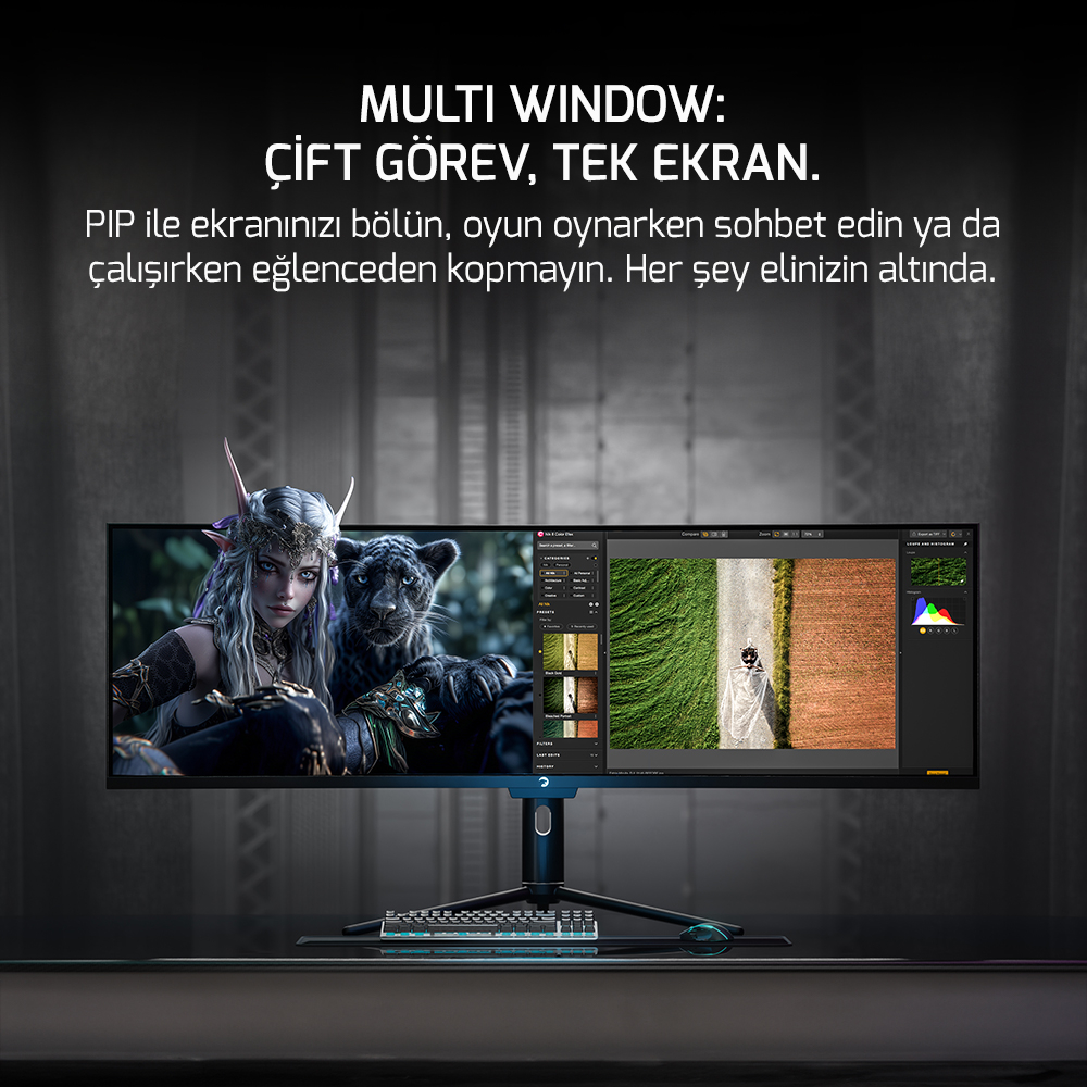 GamePower Kora DQ49 49″ 120Hz Dual QHD RGB Fast VA Curved Gaming Monitör