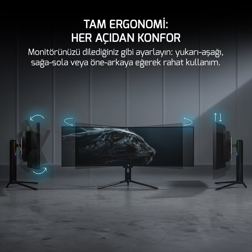 GamePower Kora DQ49 49″ 120Hz Dual QHD RGB Fast VA Curved Gaming Monitör