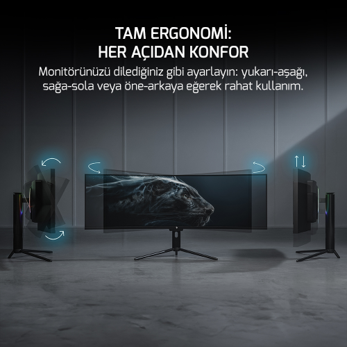 GamePower Kora DQ49 49″ 120Hz Dual QHD RGB Fast VA Curved Gaming Monitör