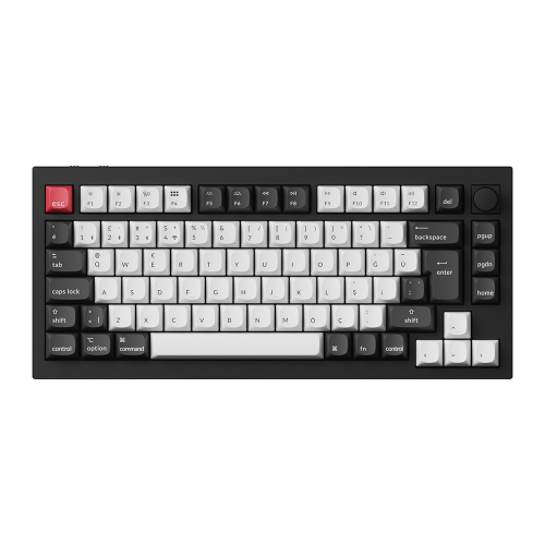 Keychron Q1 Hall Effect %75 RGB Manyetik Switch Kablosuz Hotswap Türkçe Mekanik Siyah Beyaz Gaming (Oyuncu) Klavye - Q1H-M1-TR