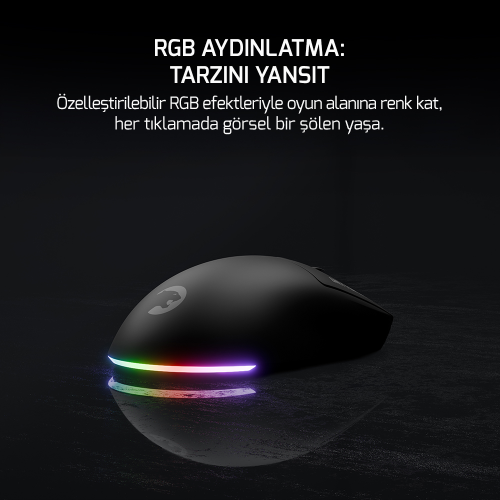 GamePower Fenix 24.000DPI Triple Mode (Kablolu/Bluetooth/2.4G) Siyah Gaming Mouse