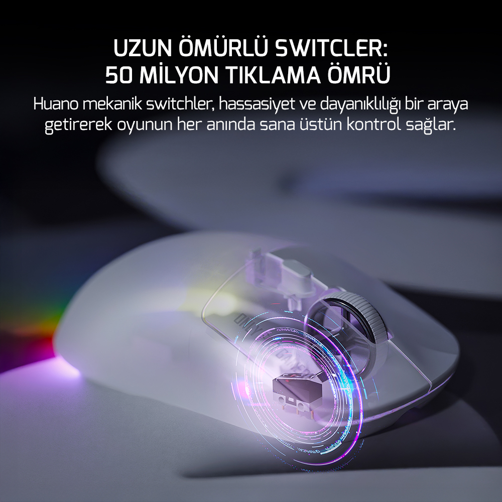 GamePower Fenix 24.000DPI Triple Mode (Kablolu/Bluetooth/2.4G) Beyaz Gaming Mouse