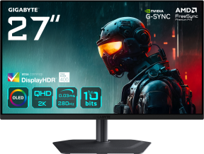 Gigabyte MO27Q2A 27″ 280Hz 0.03ms HDMI,DisplayPort FreeSync G-Sync QD-OLED 2K Gaming Monitör