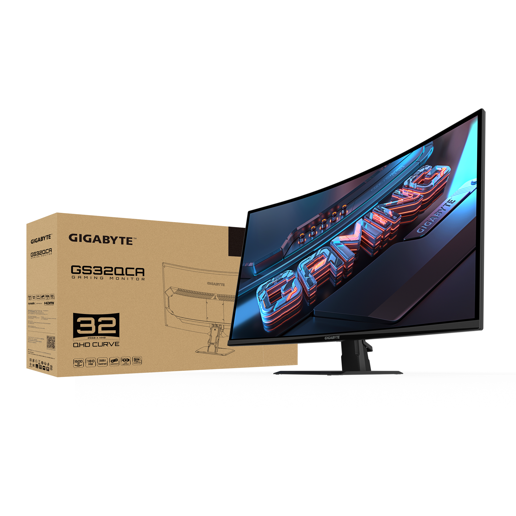 Moniteur Gaming Gigabyte GS32QCA 31,5" Incurvé QHD - 180Hz, 1ms, FreeSync, HDR Ready, 10 Bits
