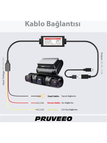 Rexing & Pruveeo Park Modu Akü Bağlantı Kablosu / Hardwire Kit HWK-02