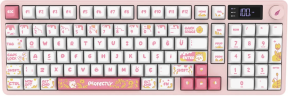 Hawk Gaming HK258 Membrane LCD RGB Kablosuz/Bluetooth Beyaz Pembe Full Türkçe Gaming Klavye