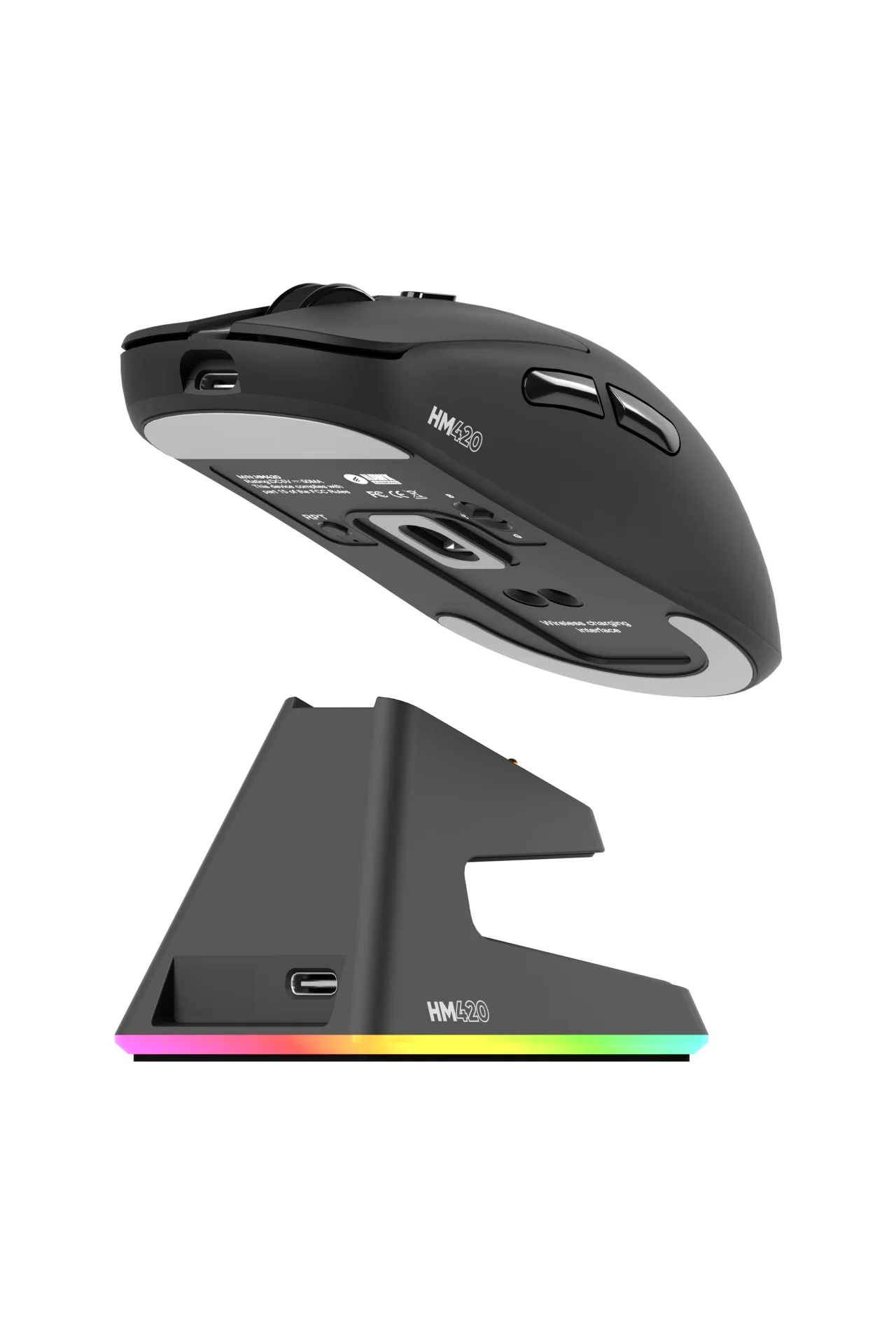 Hawk Gaming HM420S 4K Hz 26000 DPI Tri-Mode Kablosuz/Bluetooth Şarj Standlı Siyah Gaming Mouse
