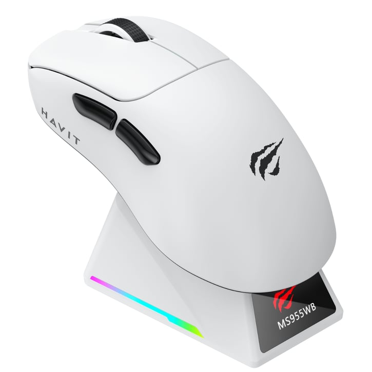 Havit Gamenote MS955WB Pro RGB Wireless Gaming Mouse 3 Modlu + Şarj İstasyonu - Beyaz