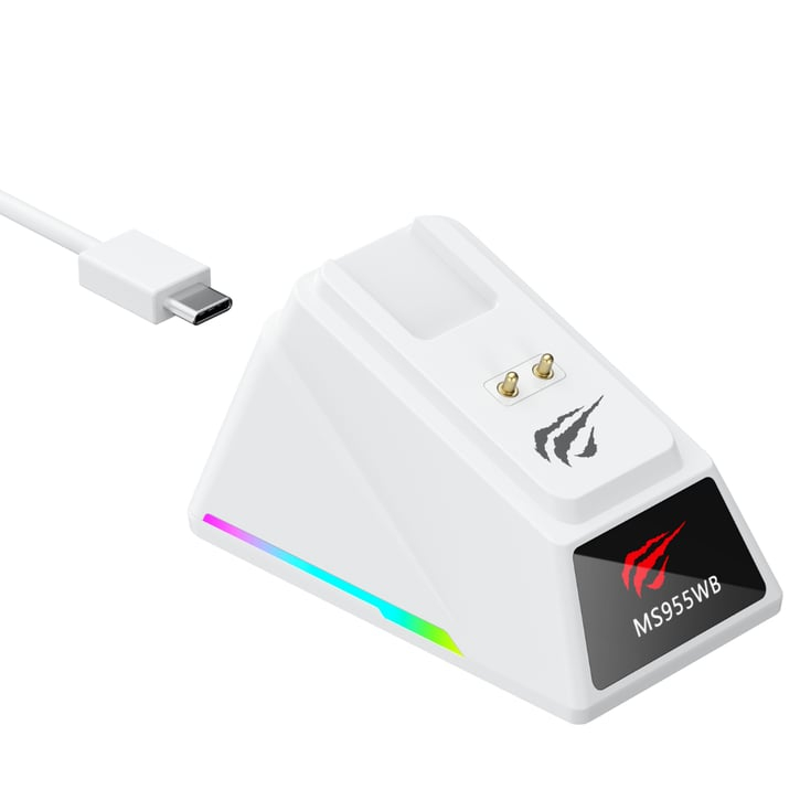 Havit Gamenote MS955WB Pro RGB Wireless Gaming Mouse 3 Modlu + Şarj İstasyonu - Beyaz