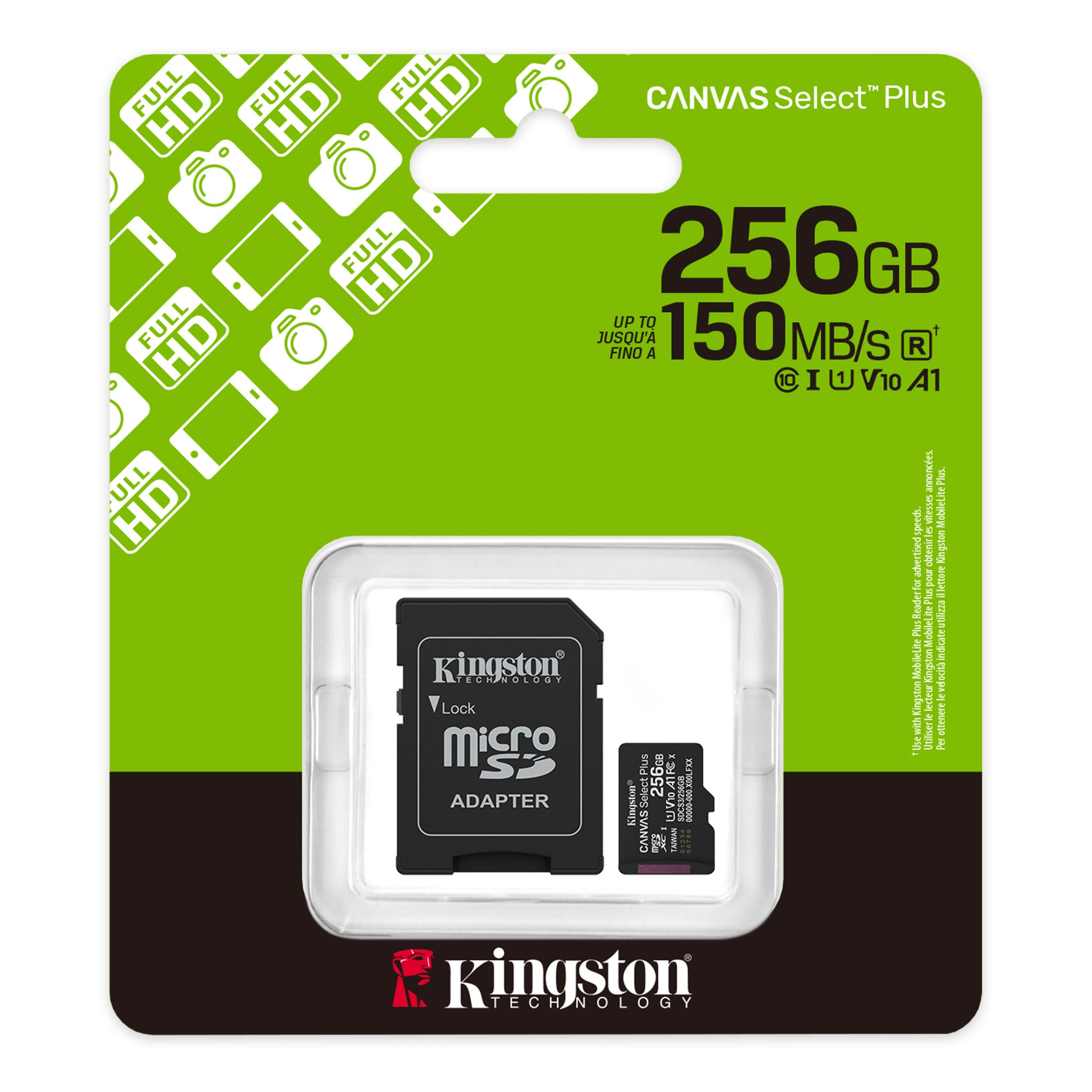 Kingston Canvas Select Plus 256GB Class 10 SDCS3/256GB 150MB/s MicroSD Hafıza Kartı