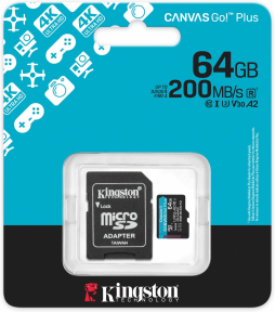Kingston Canvas Go! Plus 64GB Class 10 SDCG4/64GB 200/100MB/s MicroSD Hafıza Kartı