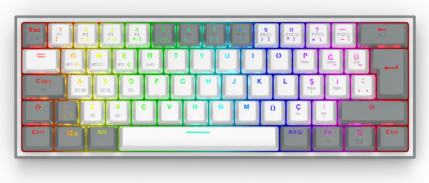 Redragon K616 Fizz Pro RGB Red Switch Kablosuz Klavye