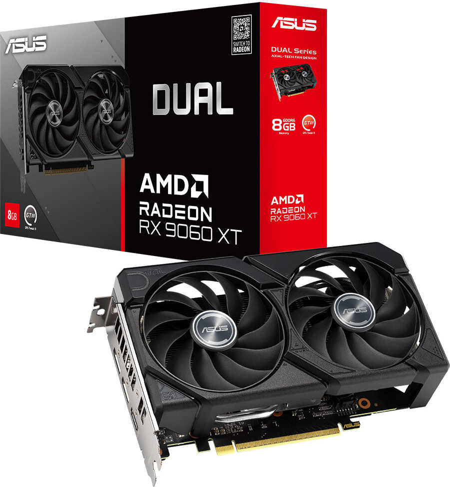 ASUS DUAL AMD Radeon RX 9060XT 8GB DUAL-RX9060XT-8G GDDR6 128Bit DX12 Gaming Ekran Kartı