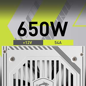 MSI MAG A650BNL WHITE 650W 80 Plus Bronze 120mm Fan Power Supply