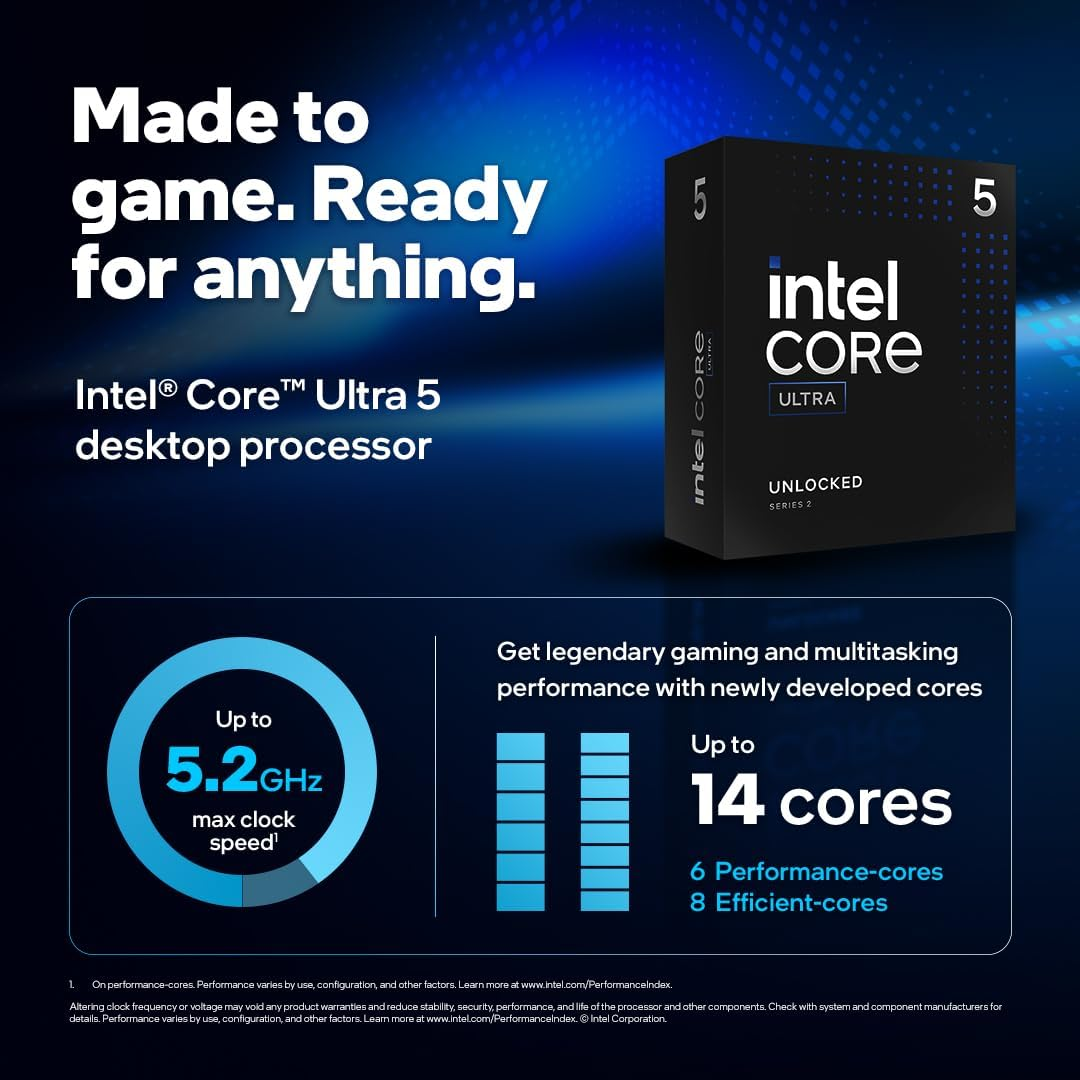 Intel Core Ultra 5 Proccessor 245KF Arrow Lake 4.2 GHz 14 Çekirdek 26MB L2 Önbellek Soket 1851 İşlemci Box