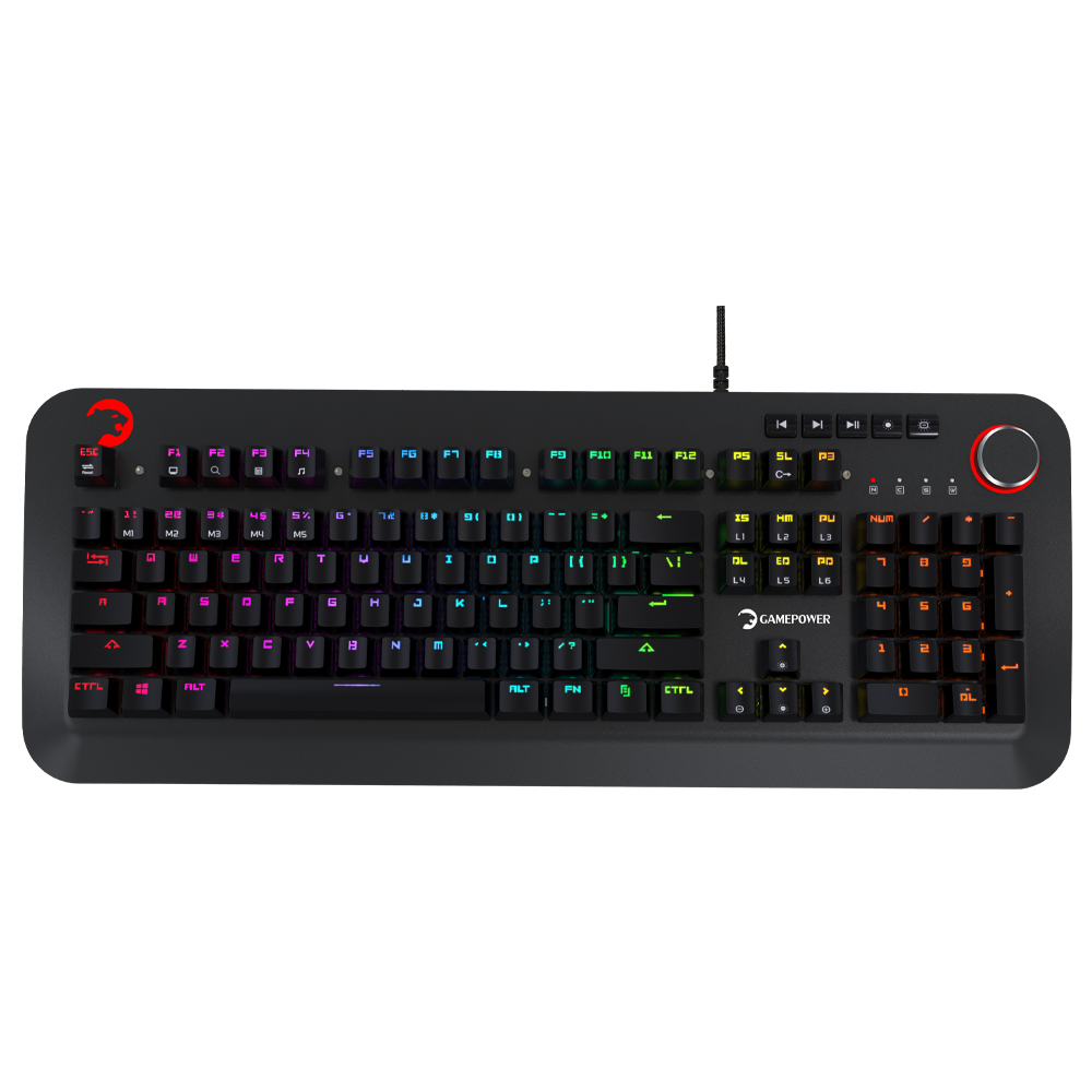 GamePower Starscream 60M RGB Kırmızı Switch 60 Milyon İngilizce Q USB Suya Dayanıklı Optik Mekanik Gaming Klavye