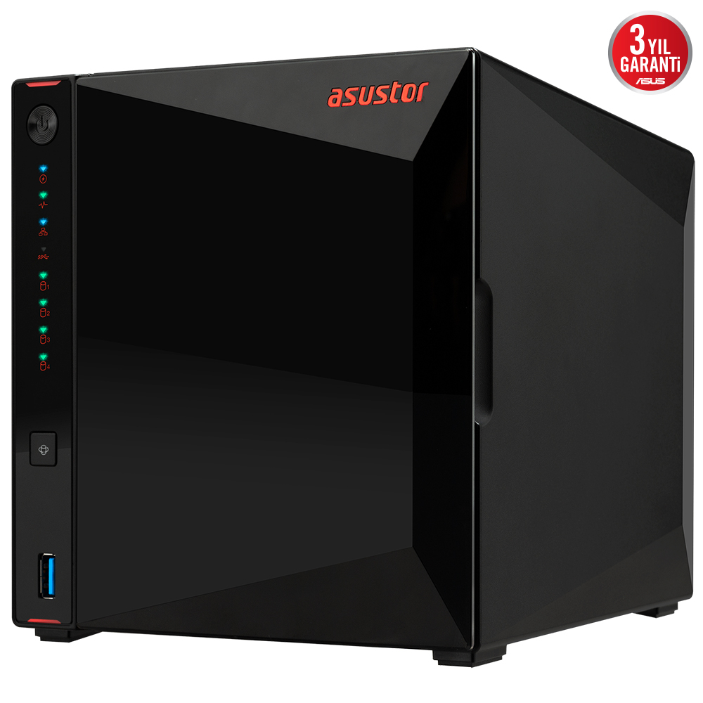Asustor AS5404T 4 Yuvalı (4x22TB Desteği) 4GB DDR4 2.5GBE Nas Depolama Ünitesi