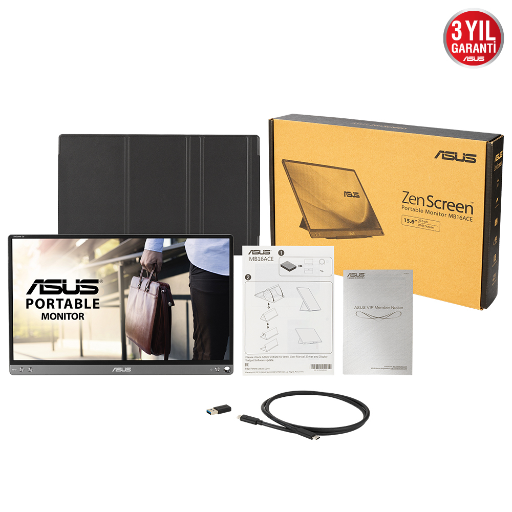 ASUS ZenScreen MB16ACE 15.6″ 5ms 60Hz Flicker-Free IPS Full HD Taşınabilir Monitör