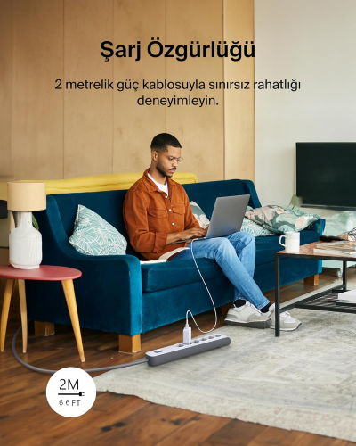 Belkin BSV603VF2M-V2 Surgemaster 2M 6`lı Akım Korumalı Priz