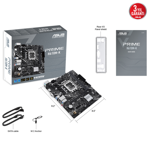 ASUS Prime H610M-K Intel Soket LGA1700 DDR5 5600MHz mATX Gaming (Oyuncu) Anakart