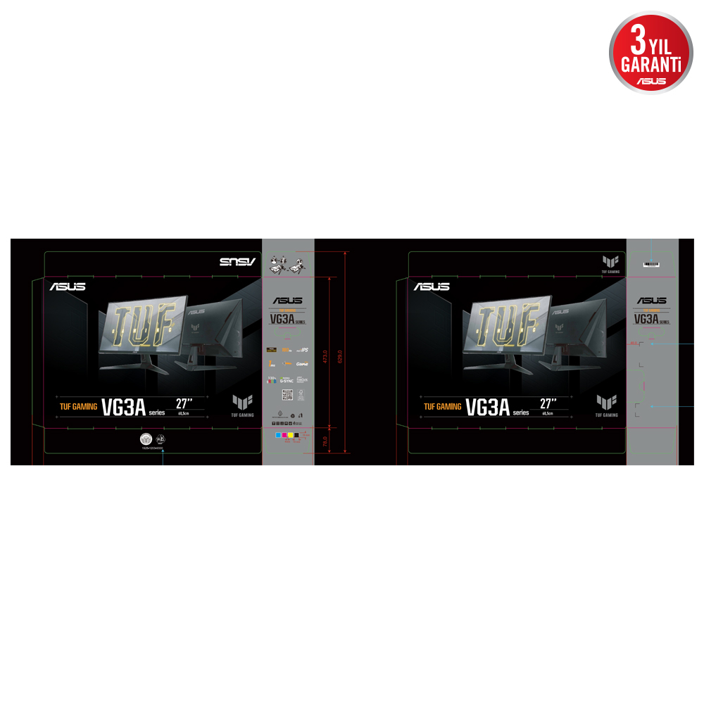 ASUS TUF Gaming VG27AQ3A 27″ 1ms 180Hz FreeSync Premium IPS QHD Gaming (Oyuncu) Monitör 