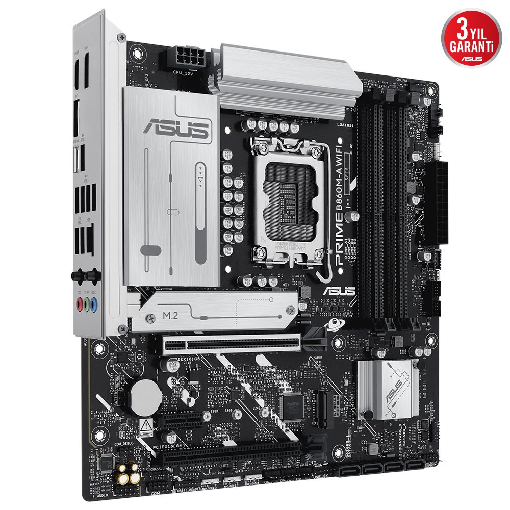 ASUS PRIME B860M-A WiFi Soket 1851 DDR5 8666MHz mATX Gaming (Oyuncu) Anakart