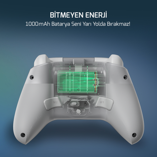 GamePower Force RGB Kablosuz Beyaz Gamepad (2.4G, Bluetooth,Kablolu)