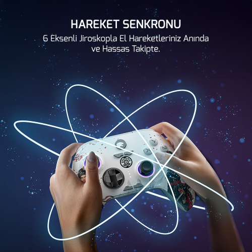 GamePower Force RGB Kablosuz Beyaz Gamepad (2.4G, Bluetooth,Kablolu)