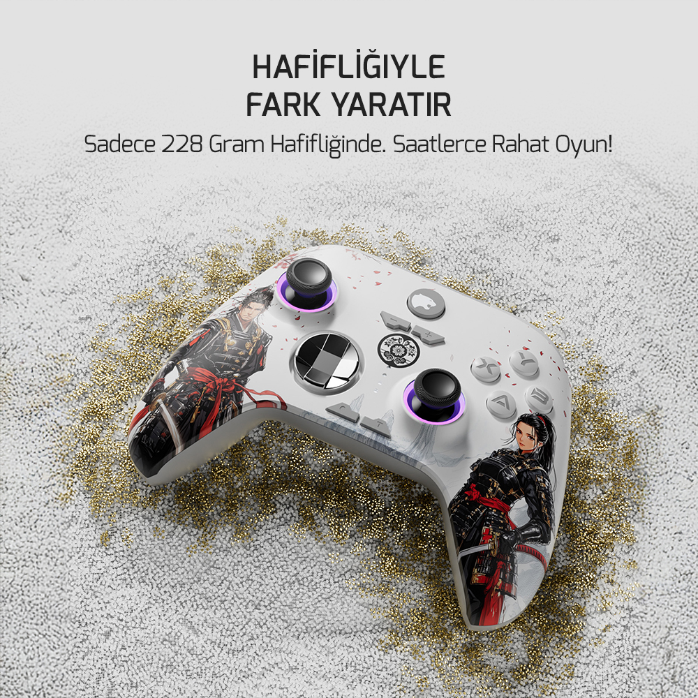 GamePower Force RGB Kablosuz Beyaz Gamepad (2.4G, Bluetooth,Kablolu)